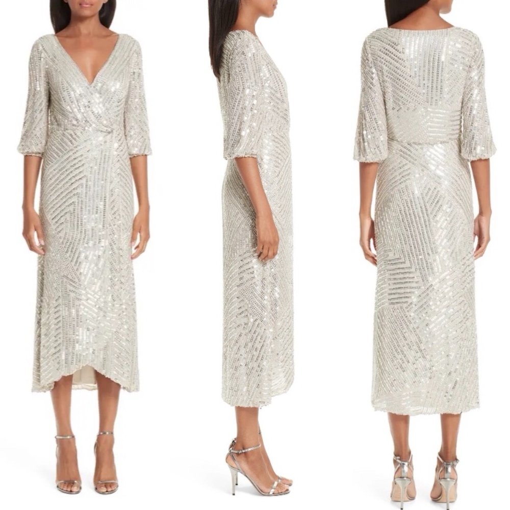 Rachel gilbert lovelle wrap beaded midi dress NO OFFERS CONSIDERED - Picture 2 of 12